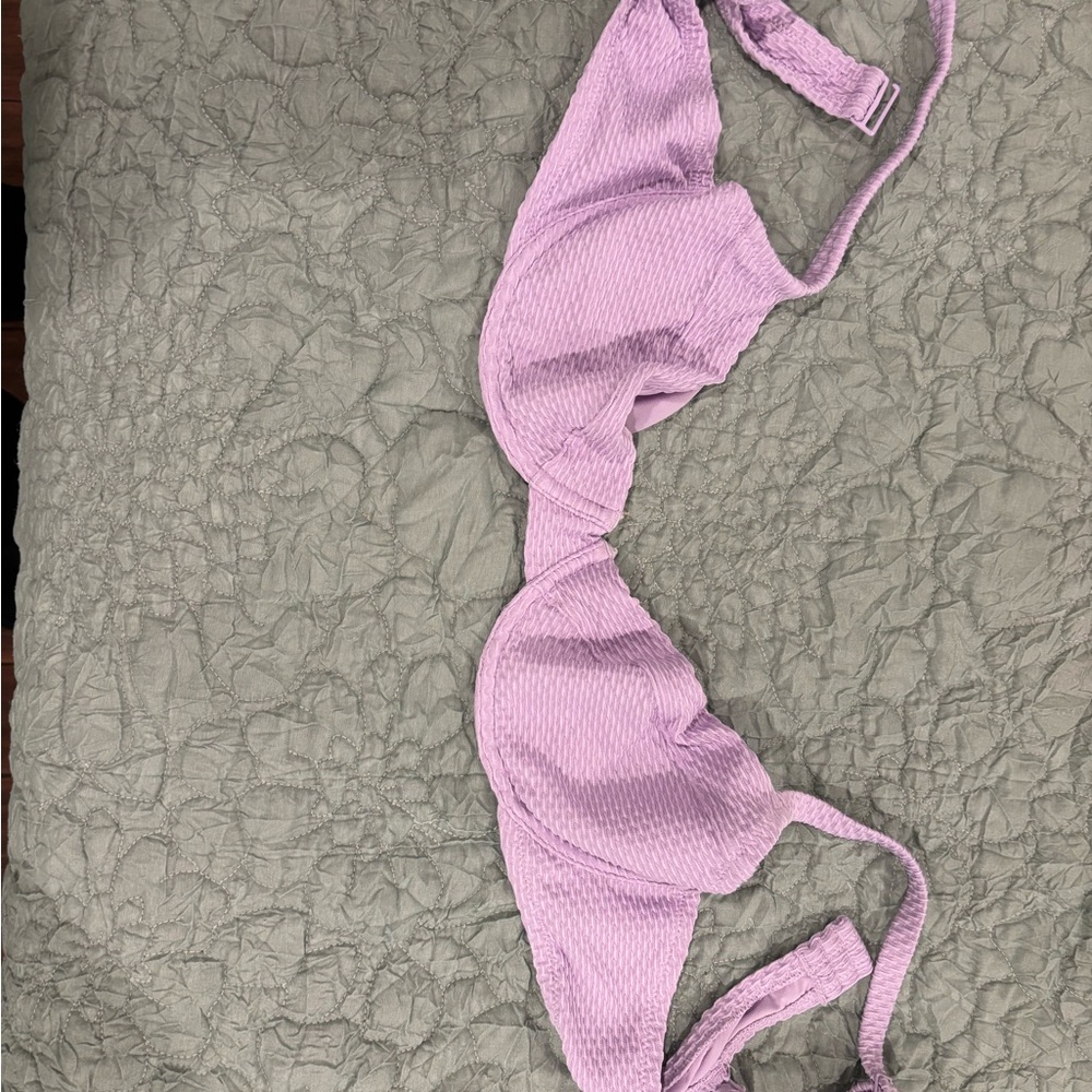 Aerie Light Purple Textured Bikini Top